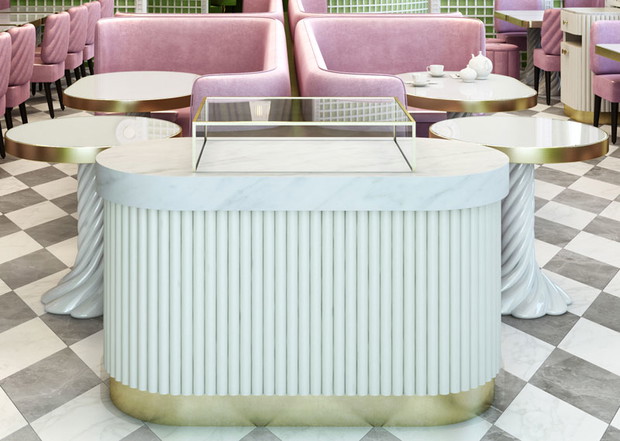 Ladurée Quai des Bergues projektu studio India Mahdavi