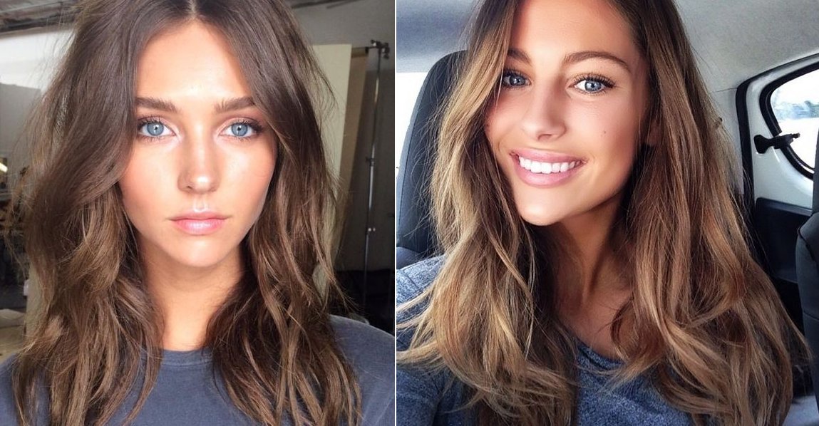 Brązowe włosy do niebieskich oczu