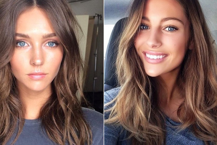 Brązowe włosy do niebieskich oczu