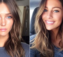 Brązowe włosy do niebieskich oczu