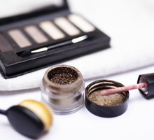 Cosmetics and Make Up Equipment on White Background