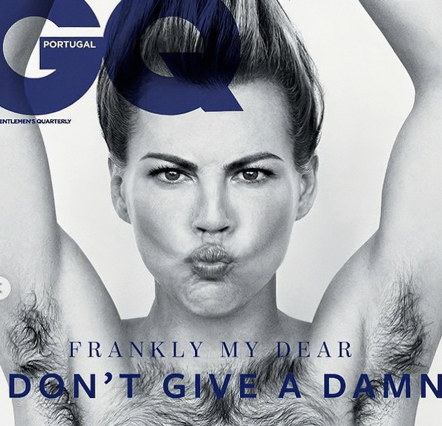 Aktorka z włosami pod pachami i na piersiach na okładce magazynu