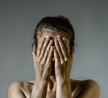 Concept of fear, shame, domestic violence.