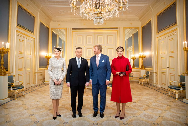 Agata Duda i Andrzej Duda podczas uroczystej wizyty w Holandii