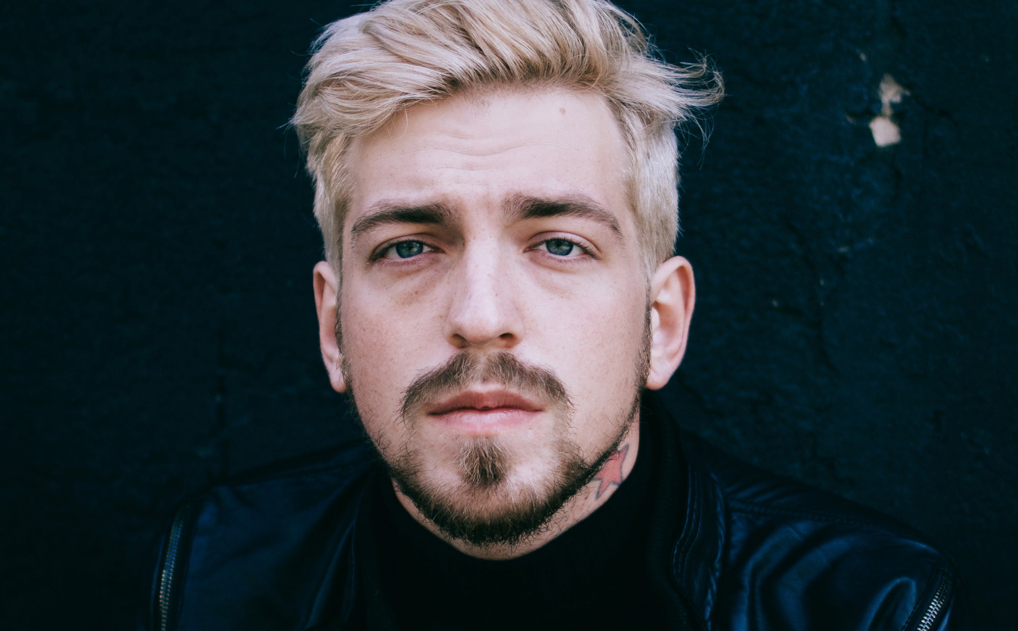 Portrait of man on the black background