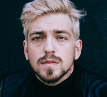 Portrait of man on the black background