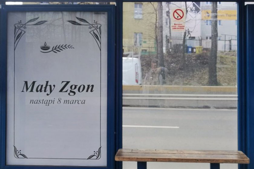 Plakaty "Mały Zgon nastąpi 8 marca"