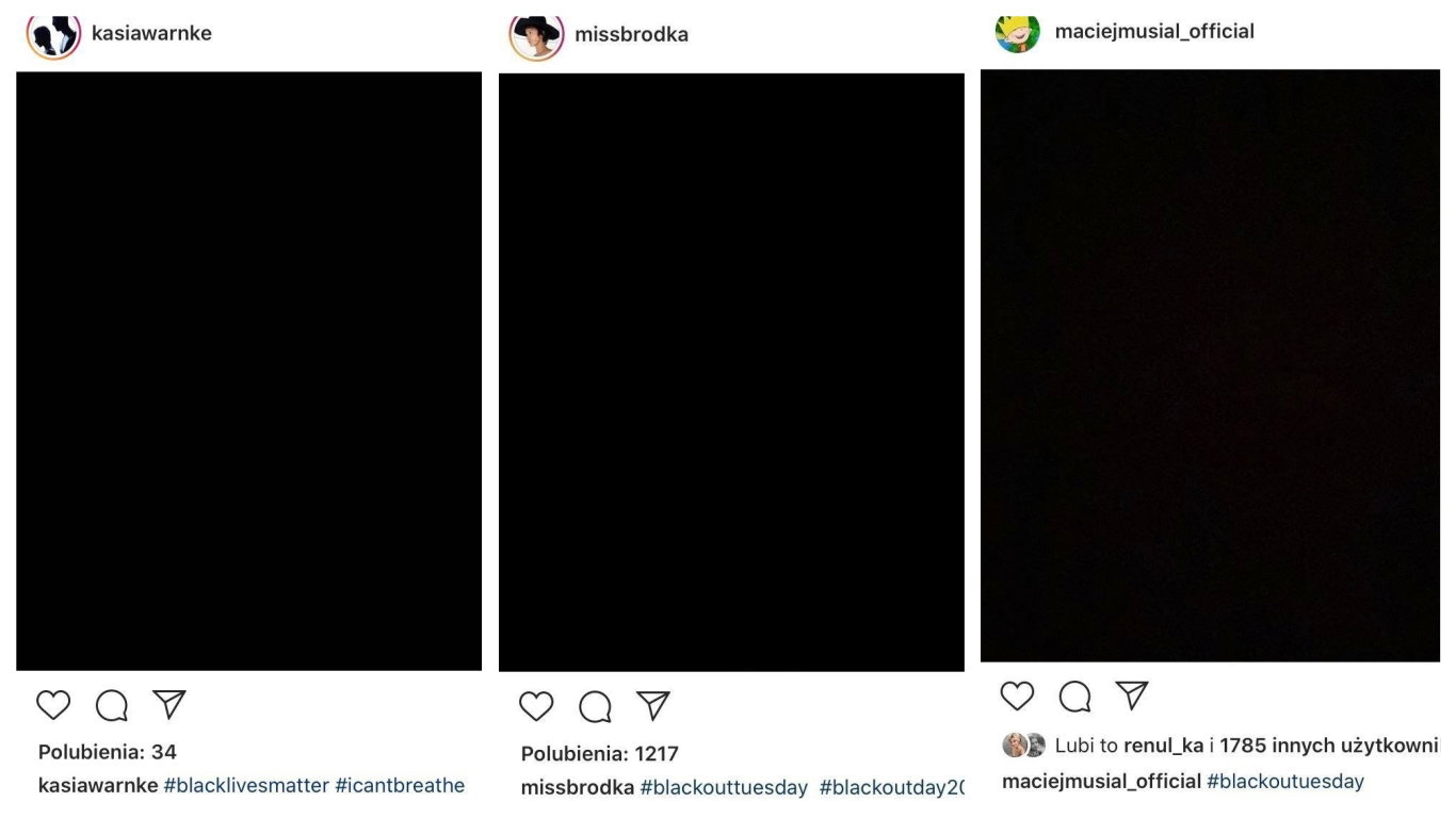 czarne kwadraty na instagramie