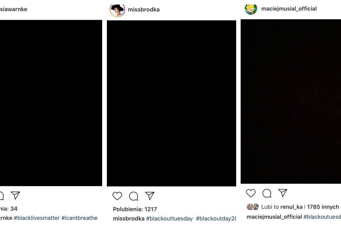czarne kwadraty na instagramie