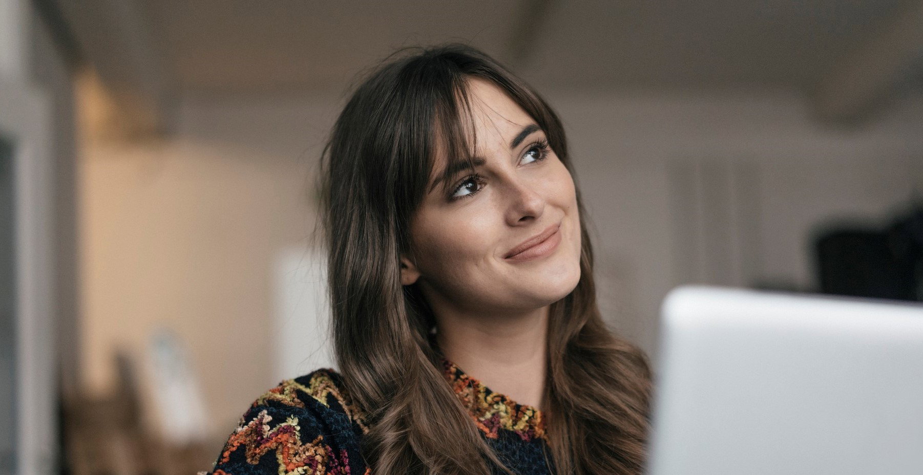 Pretty woman using laptop