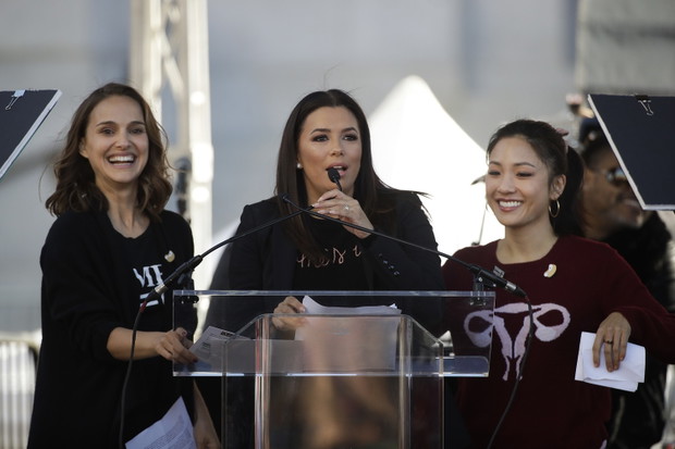 Eva Longoria podczas wystąpienia na Marszu Kobiet w Los Angeles