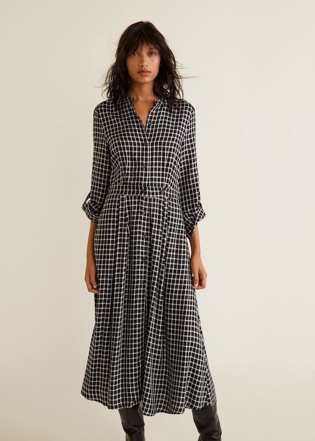 Długa sukienka w kratę Mango, 139 zł
