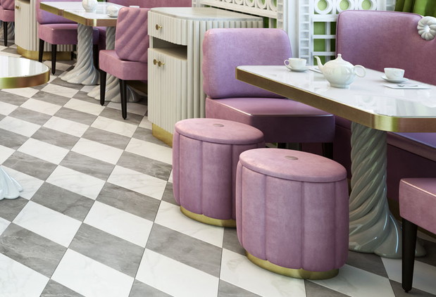 Ladurée Quai des Bergues projektu studio India Mahdavi