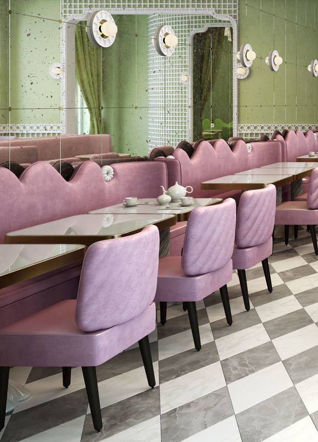 Ladurée Quai des Bergues projektu studio India Mahdavi