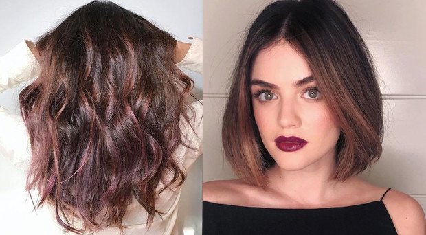 Włosy ombre - brąz i róż