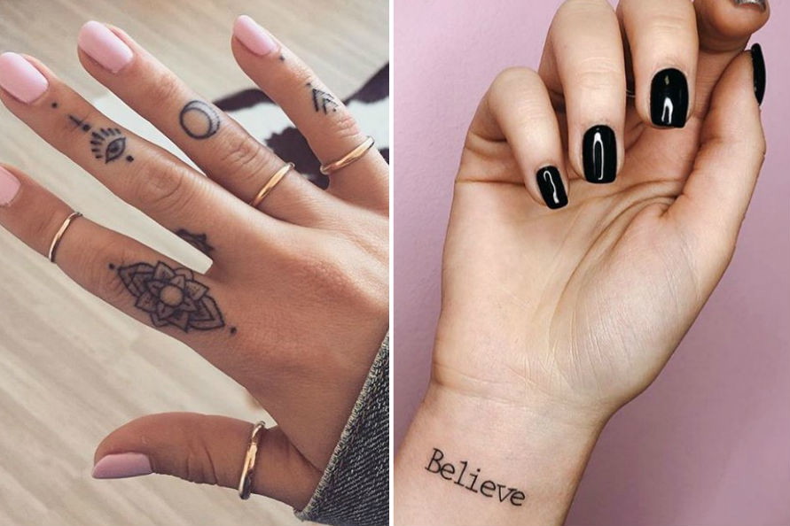 Tatuaże na palcach i nadgarstku