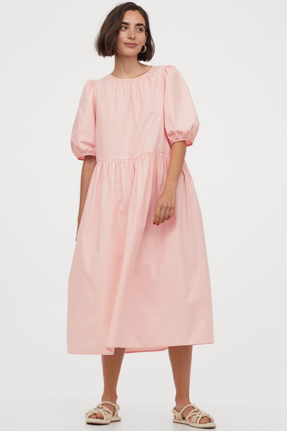 H&M sukienka różowa z bufkami