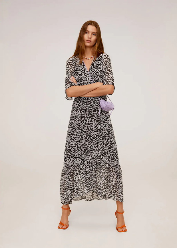 Sukienka Mango na lato 2020 - sukienka wiązana w pasie kopertowa