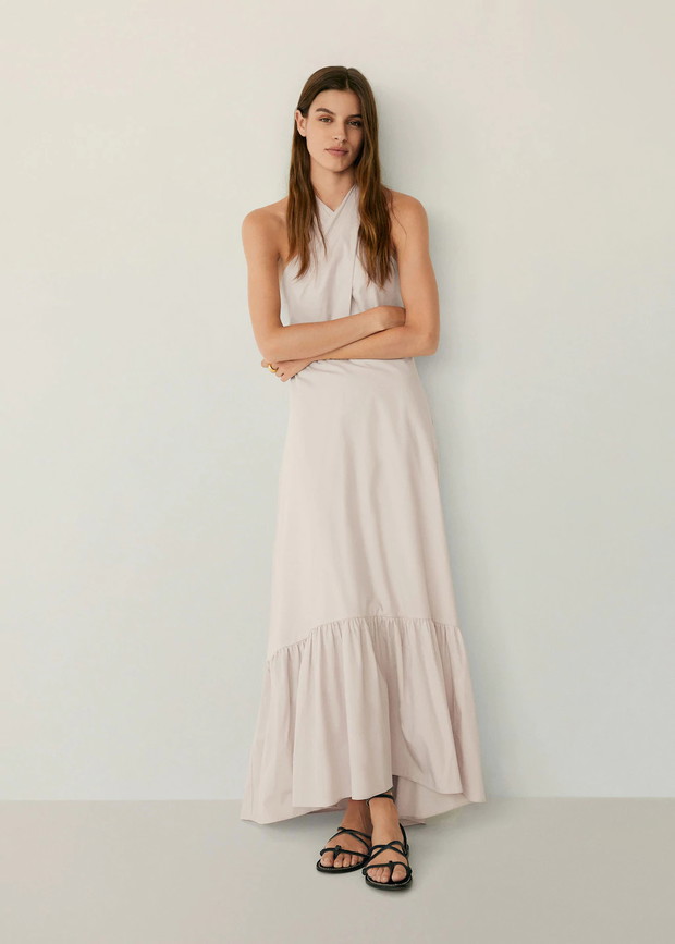 Sukienka Mango na lato 2020 - sukienka z wyprzedaży wiązana na szyi