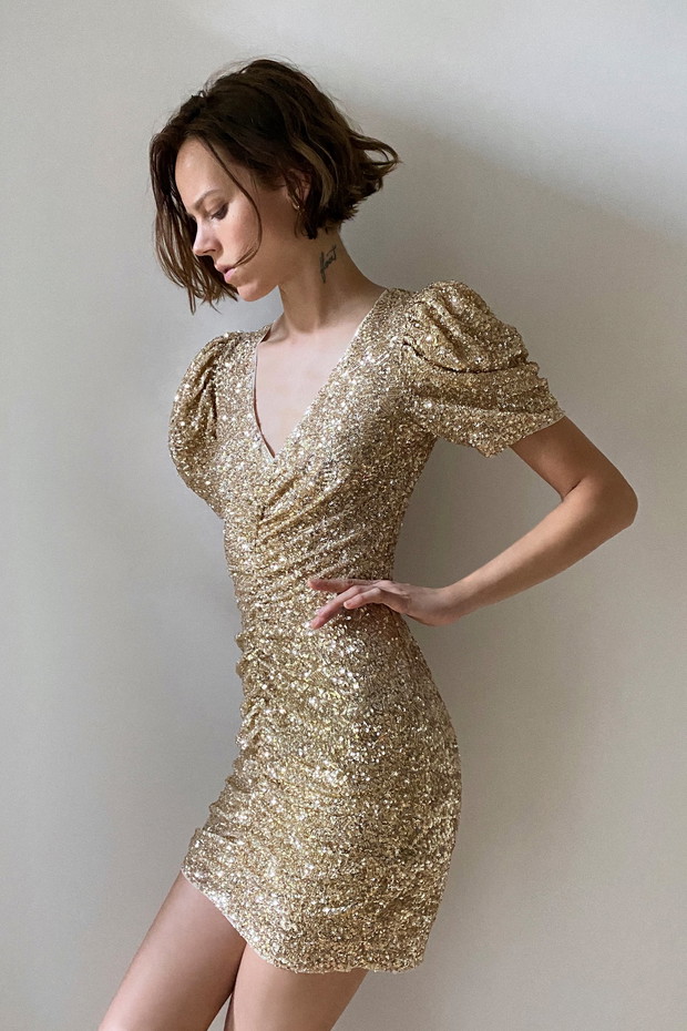 Sukienka Zara - cekinowa mini z limitowanej kolekcji marki - cena 299 zł