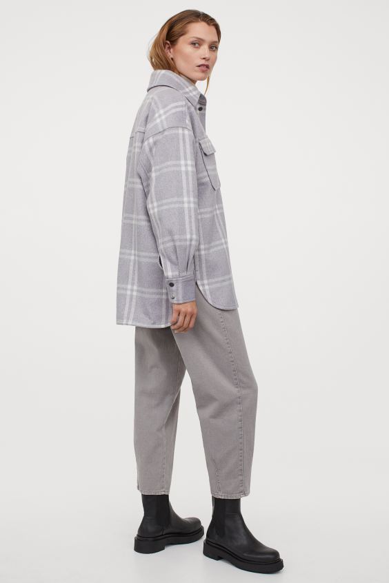 Trendy na jesień 2020 - gruba koszula w kratę filcowa H&M