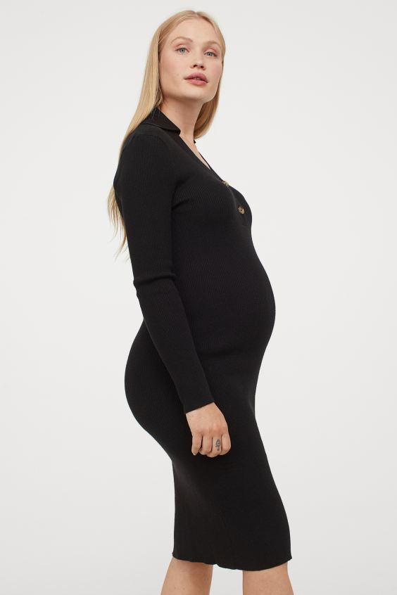 Dopasowana dzianinowa sukienka bodycon - sukienka dla przyszłej mamy - H&M