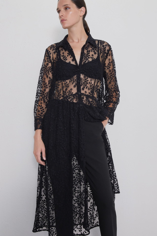 koszulowa przeźroczysta sukienka