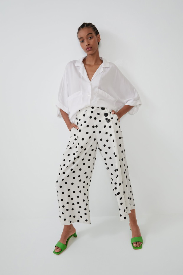 Spodnie w grochy Zara TRF