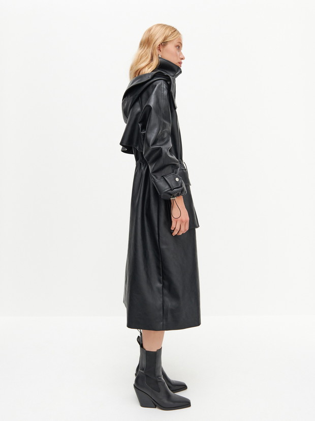 Moda na zimę: Długi skórzany płaszcz - kurtka Reserved