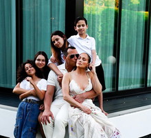 Jennifer Lopez i Alex Rodriguez z rodziną