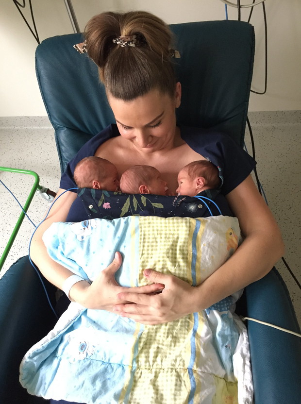 Pierwsze trojaczki 2021 i ich mama Natalia