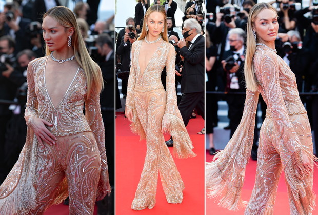 Candice Swanepoel w nagim kostiumie na Festiwalu Filmowym w Cannes