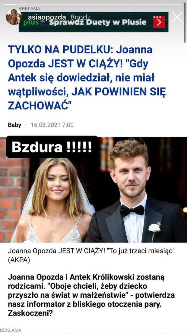 Joanna Opozda o ciąży
