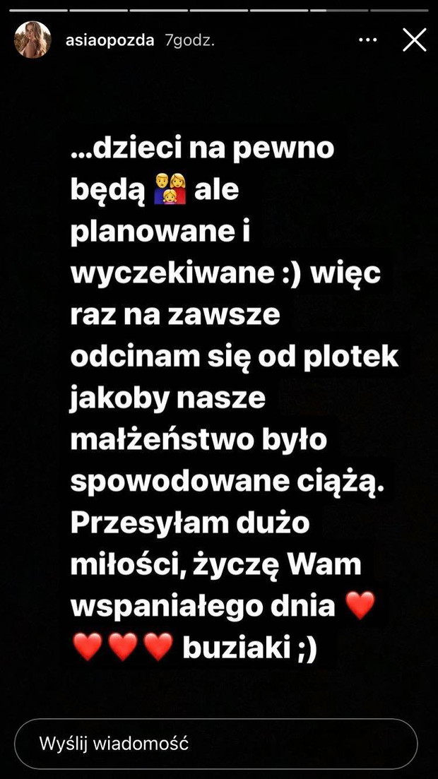 Joanna Opozda o ciąży