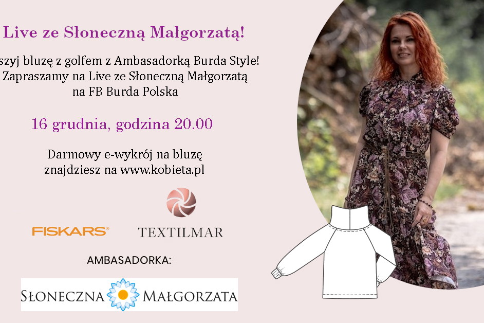 Uszyj bluzę z golfem z naszą Ambasadorką Słoneczną Małgorzatą