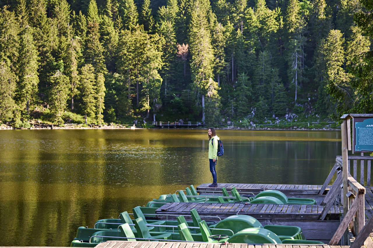 Seebach: Woman on jetty at Mummelsee