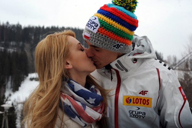 Piotr Żyła i Justyna Żyła