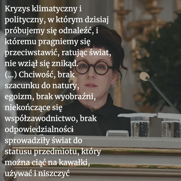 Olga Tokarczuk - najważniejsze cytaty z mowy noblowskiej