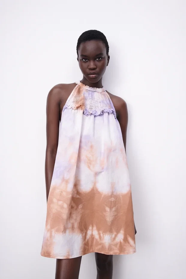 Wyprzedaż Zara 2021: SUKIENKA MINI FARBOWANA METODĄ TIE DYE, 79,90 zł