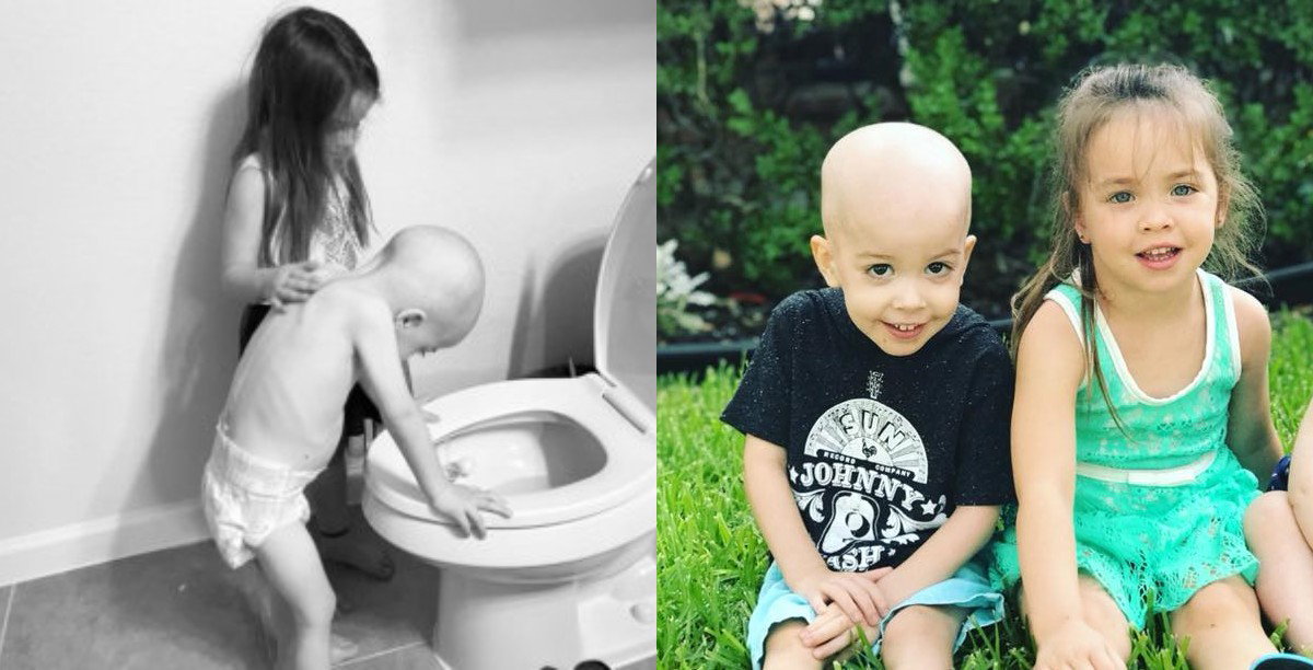 To zdjęcie łamie serce: siostra opiekuje się chorym na białaczkę młodszym bratem. Ta historia ma happy end!