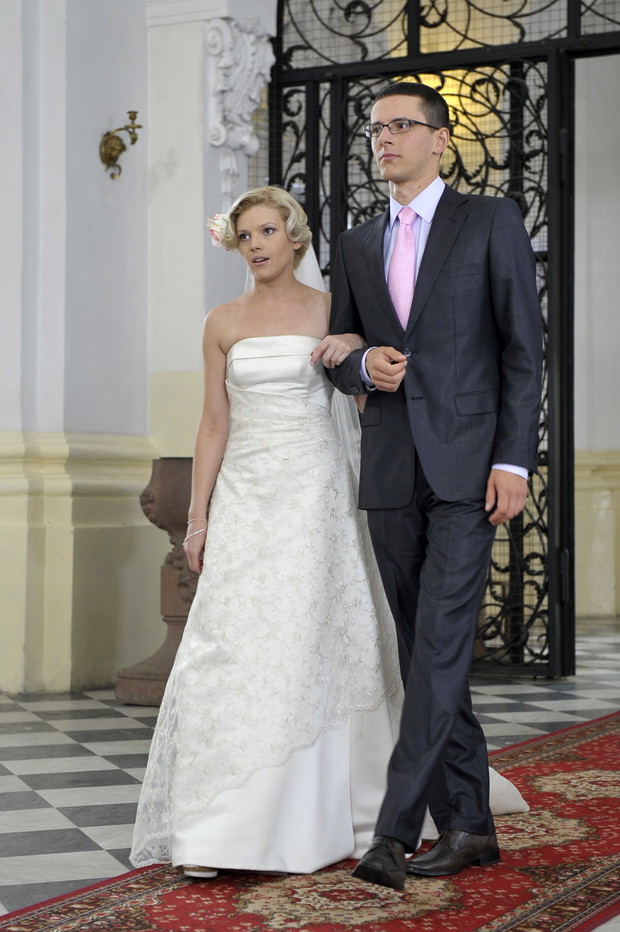 Michał Sieczkowski na planie serialu Plebania