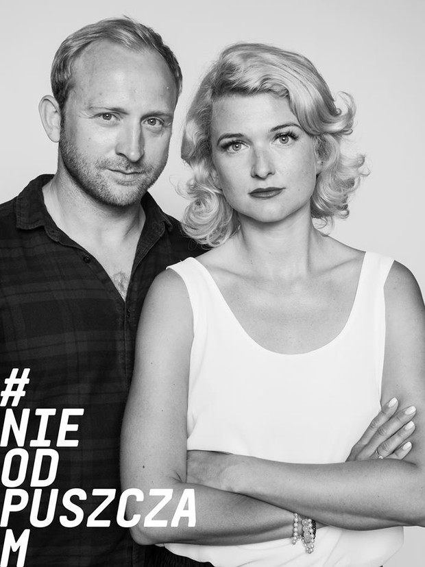 Borys Szyc; Justyna Nagłowska/ Akcja w obronie Puszczy Białowieskiej #NieOdpuszczam