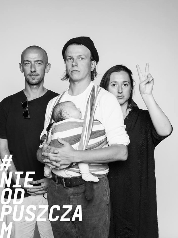 Fotograf Bartek Wieczorem z Martą Mach i stylistą fryzur Michałem Bieleckim/ Akcja w obronie Puszczy Białowieskiej #NieOdpuszczam