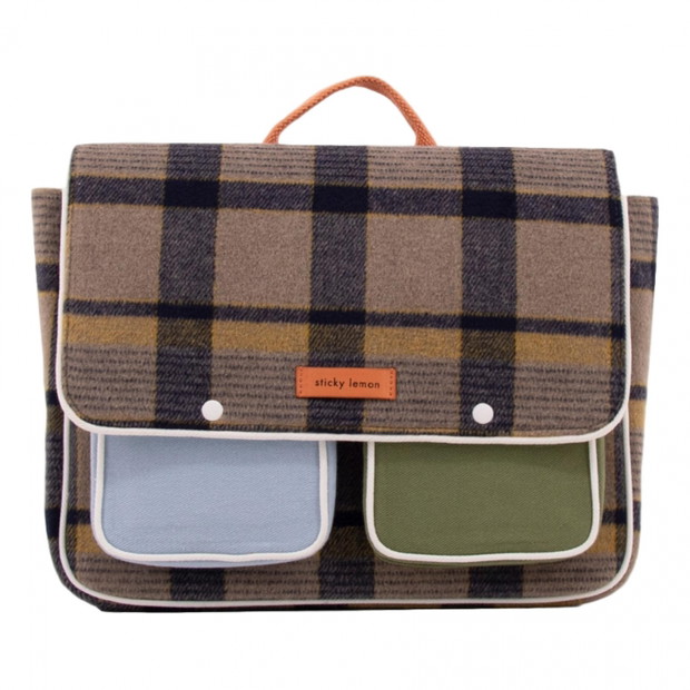 Piaskowy tornister w stylu vintage