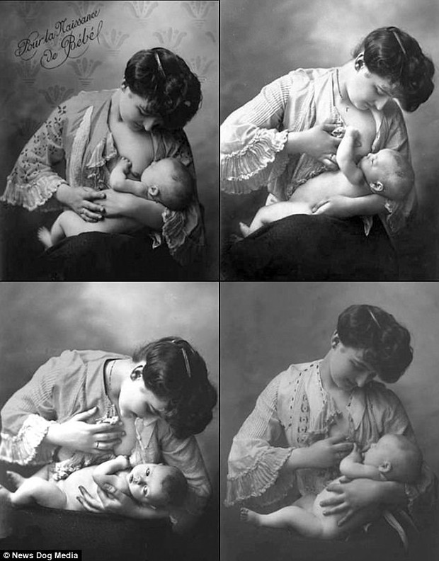 Kobiety wiktoriańskie karmią piersią swoje dzieci