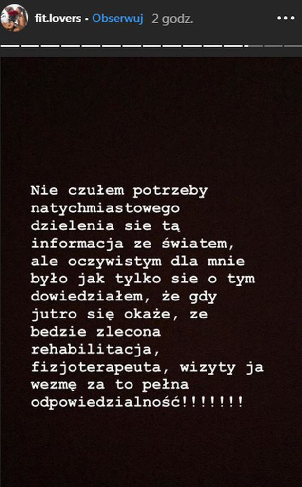 Mateusz Janusz przeprasza za salto na Instagramie