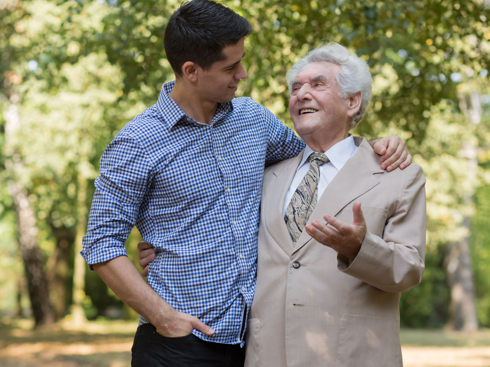 Rich elderly male and carer