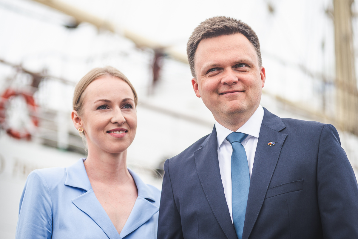 Żona Szymona Hołowni i Szymon Hołownia