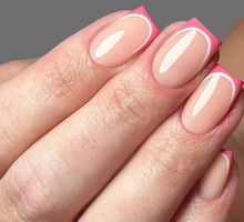 New and modern hand nail manicure with different modern and innovative shapes and drawings _ Nail trimming, manicure, personal care, skin and body care with light background