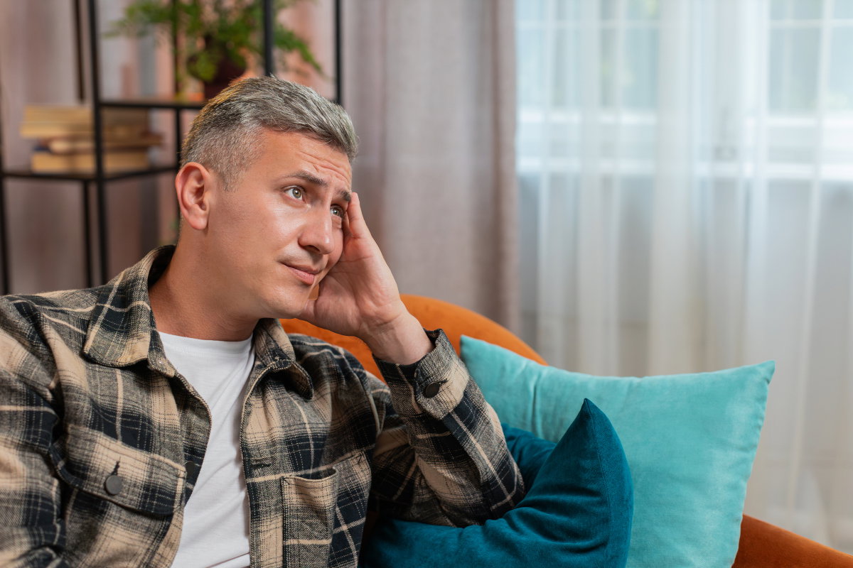 zamyślony mężczyzna